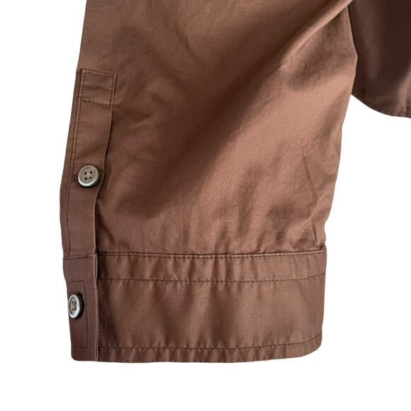 Everlane Boxy Long Sleeve Button Down Shirt Women S Brown The Woven Pajama Top - Picture 6 of 8